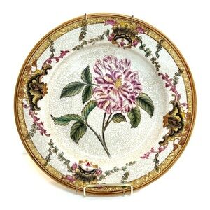 Wong Lee WL 1895 Crackled Porcelain Floral Pattern Vintage Fine Pottery Plate